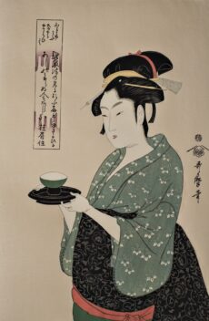Ukiyo-e - Okita arbeitet im Teehaus Naniwaya